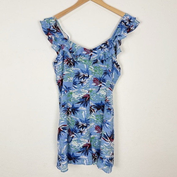 The Kooples Blue Printed Sleeveless One-Shoulder Romper - Picture 4 of 15